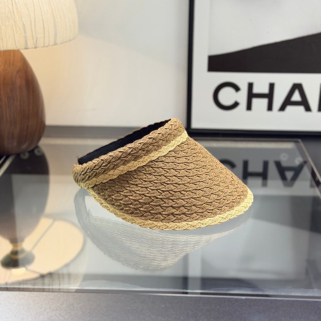 Woven Straw Visor Hat - UV Protection Summer Beach Sun Hat