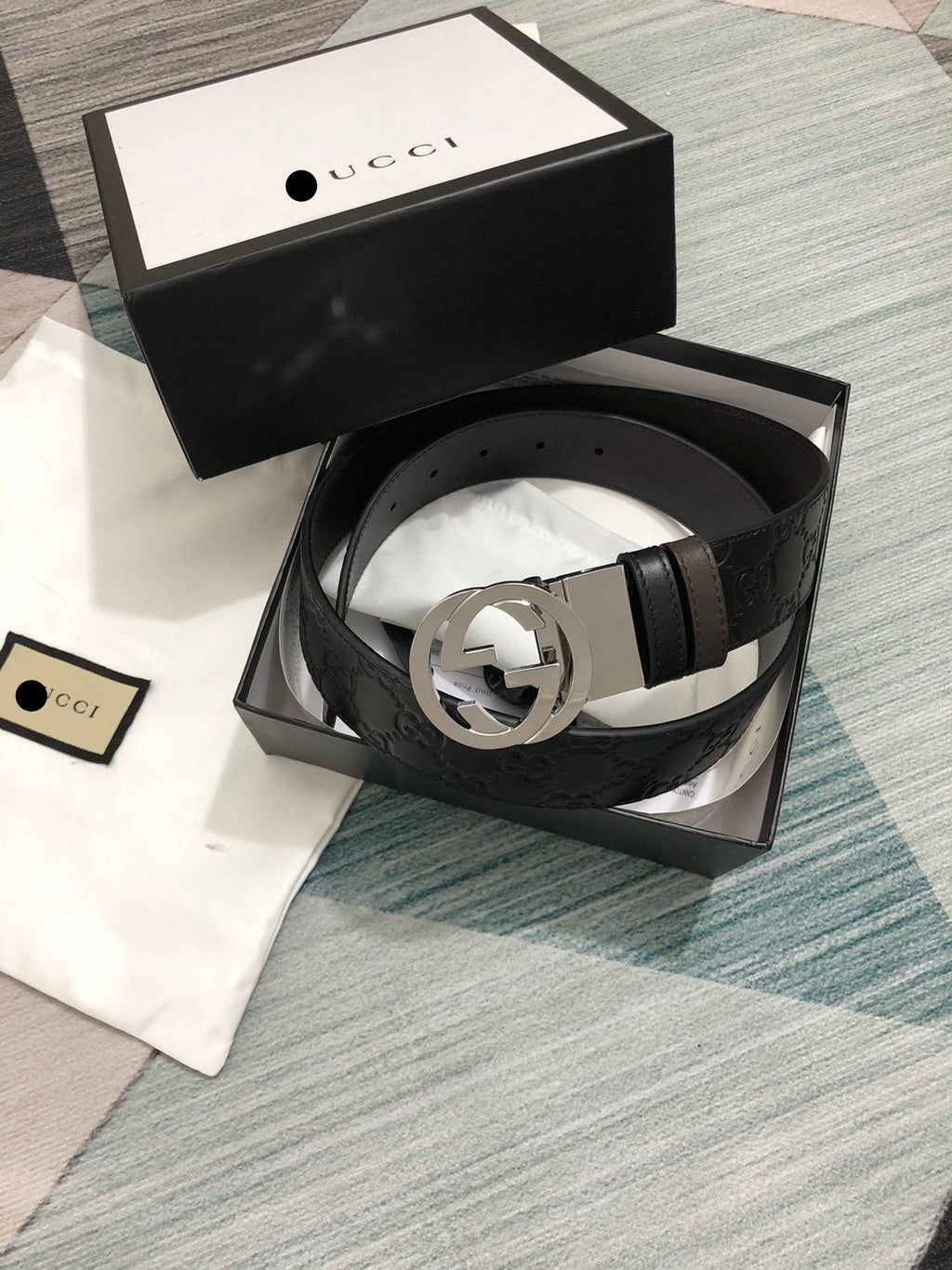Leather Belt with Silver-Tone Buckle width 3.7cm