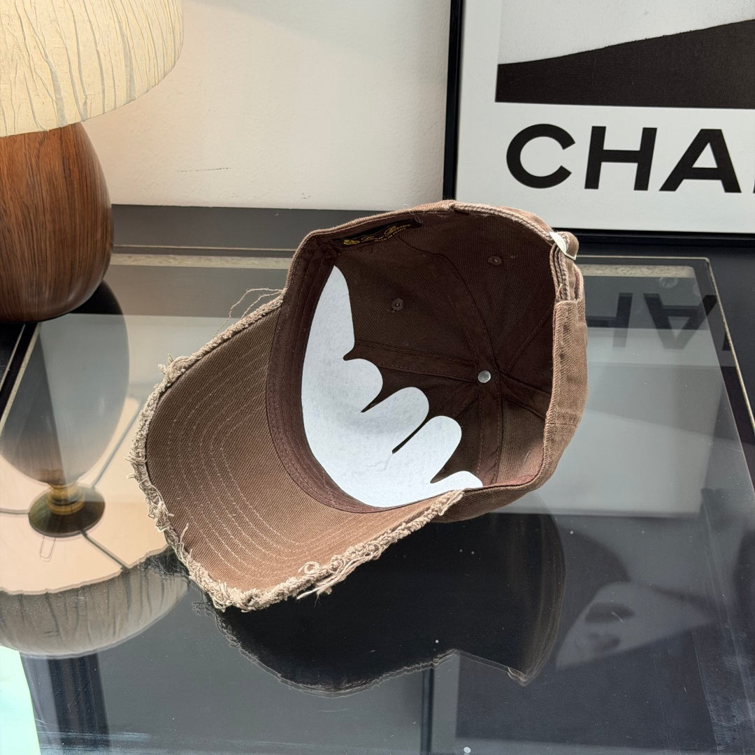Distressed Cotton Baseball Cap - Vintage Streetwear Style