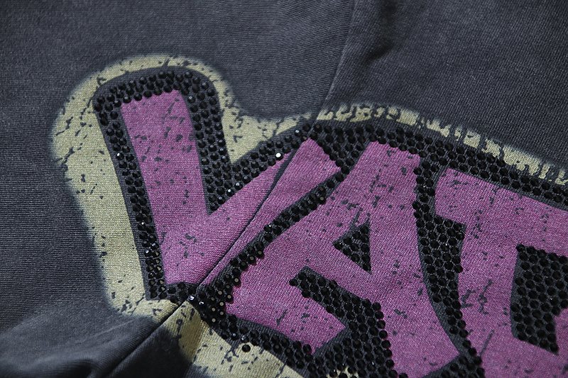 VALE USA Washed Black Rhinestone Graphic T-Shirt — detail