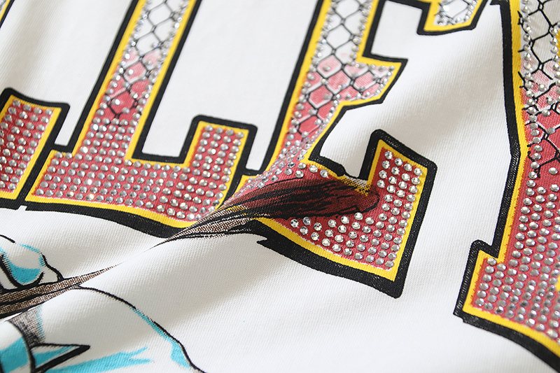 VALE USA Athletic Rhinestone Graphic T-Shirt — detail