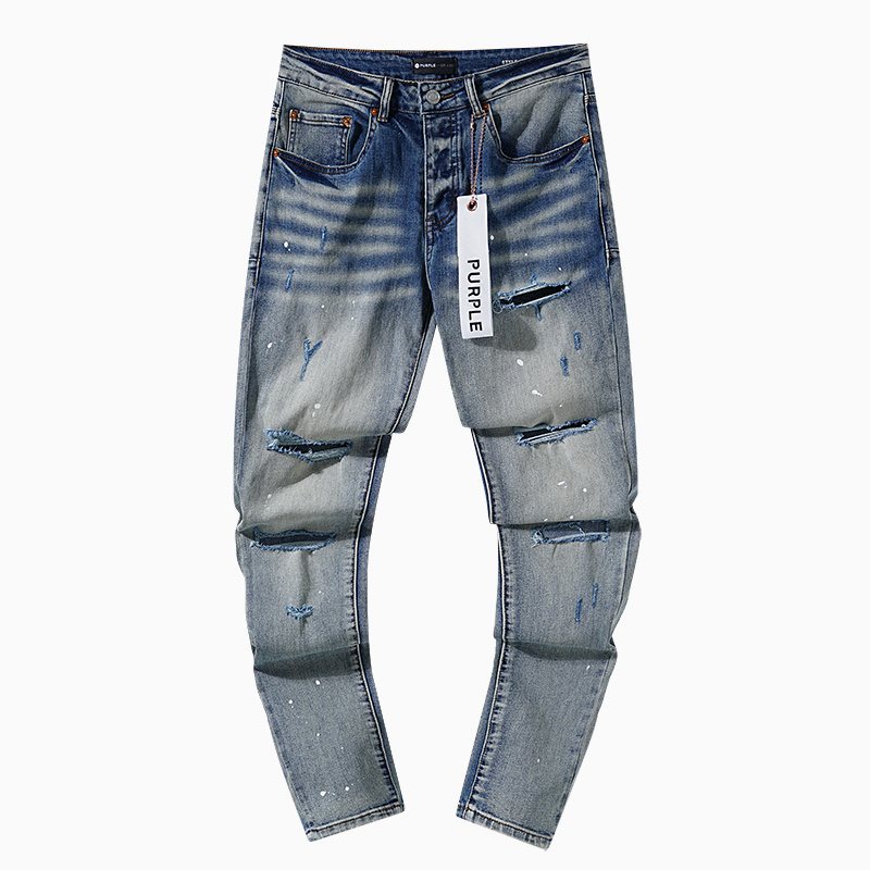 Purple Brand Paint Splatter Distressed Jeans — hero