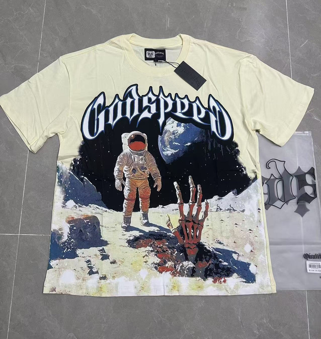 Godspeed Cream Astronaut Graphic Short-Sleeve T-Shirt — context