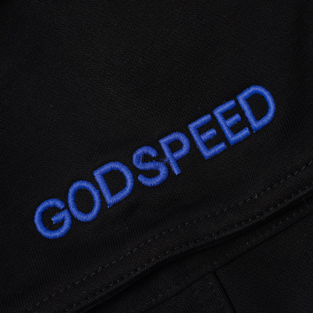 Godspeed Embroidered Cargo Sweat Shorts — detail