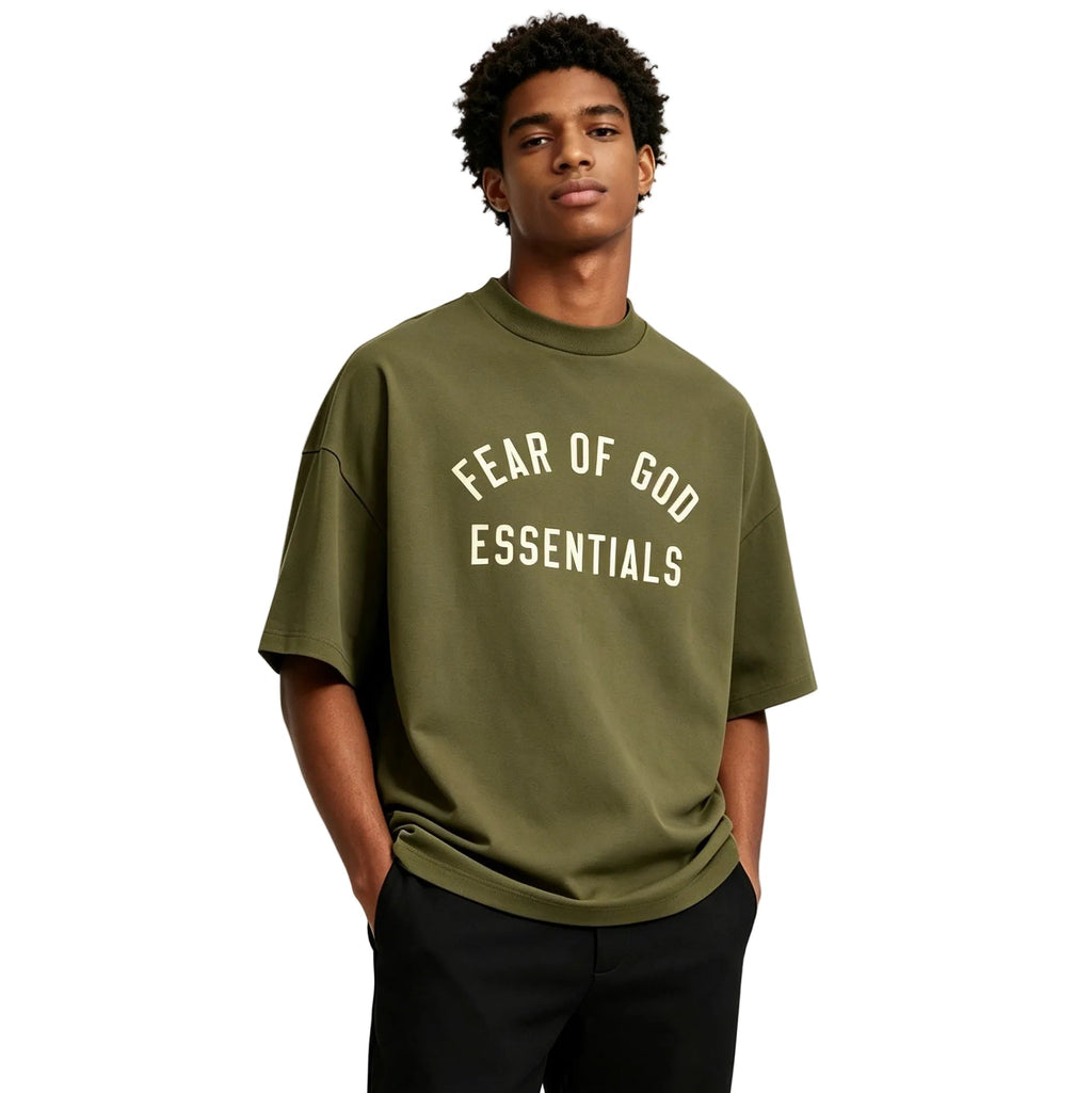 Fear of God Essentials Jersey Crewneck T-Shirt Military