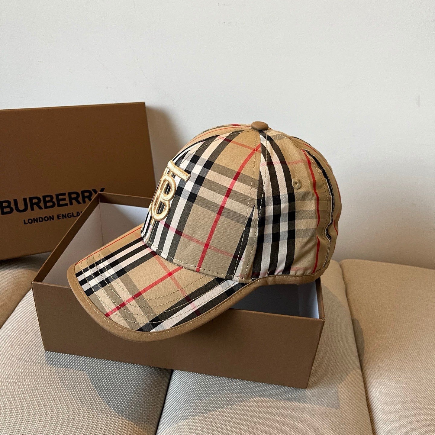 Vintage Check Embroidered Monogram Baseball Cap